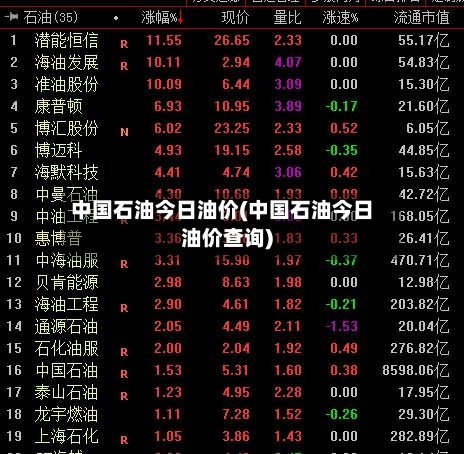 中国石油今日油价(中国石油今日油价查询)