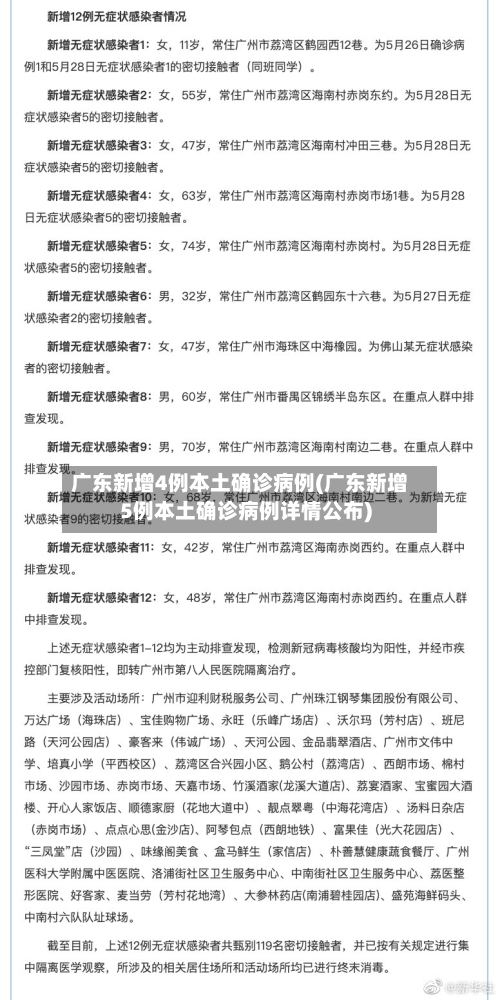 广东新增4例本土确诊病例(广东新增5例本土确诊病例详情公布)