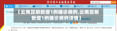 【云南昆明新增1例确诊病例,云南昆明新增1例确诊病例详情】