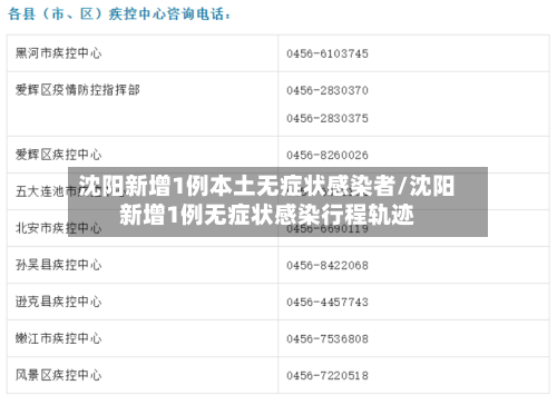 沈阳新增1例本土无症状感染者/沈阳新增1例无症状感染行程轨迹-第2张图片